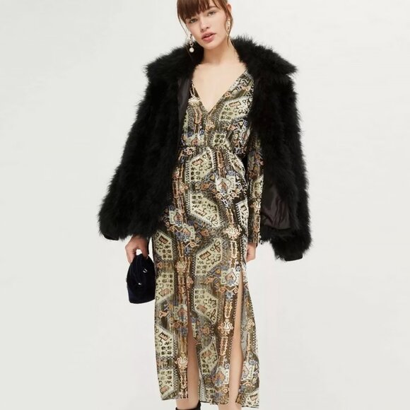 NWT Topshop Devore Plunge Neck Midi Dress - Picture 1 of 12